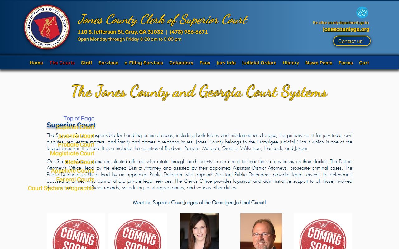 Jones County court records structure from clerk court page