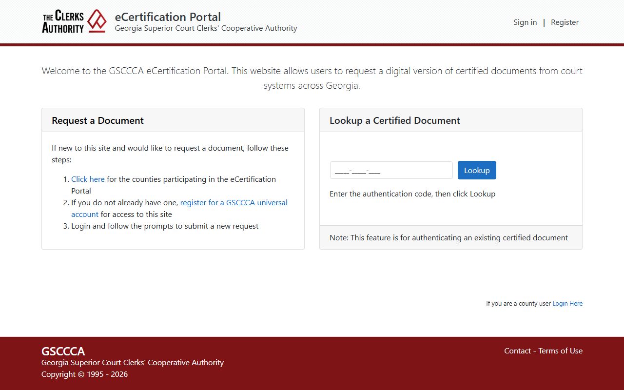 Jones County divorce records GSCCCA eCertification request portal