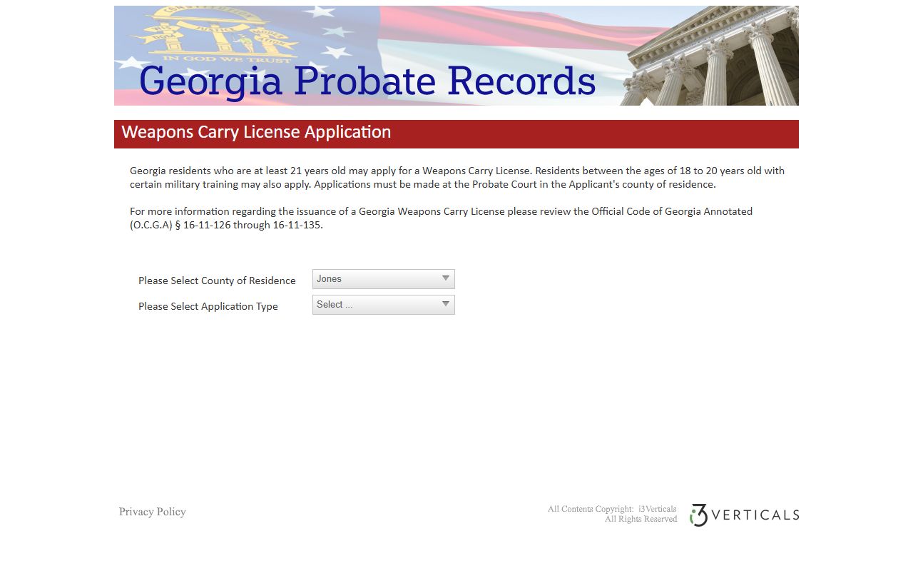 Jones County probate records Georgia Probate Records weapons carry application